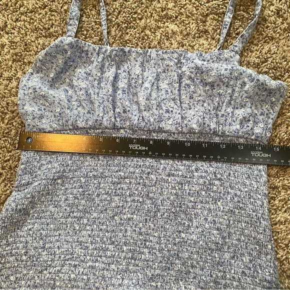 Abercrombie & Fitch Blue Floral Smocked Mini Summer Dress Sz Large - Picture 9 of 11